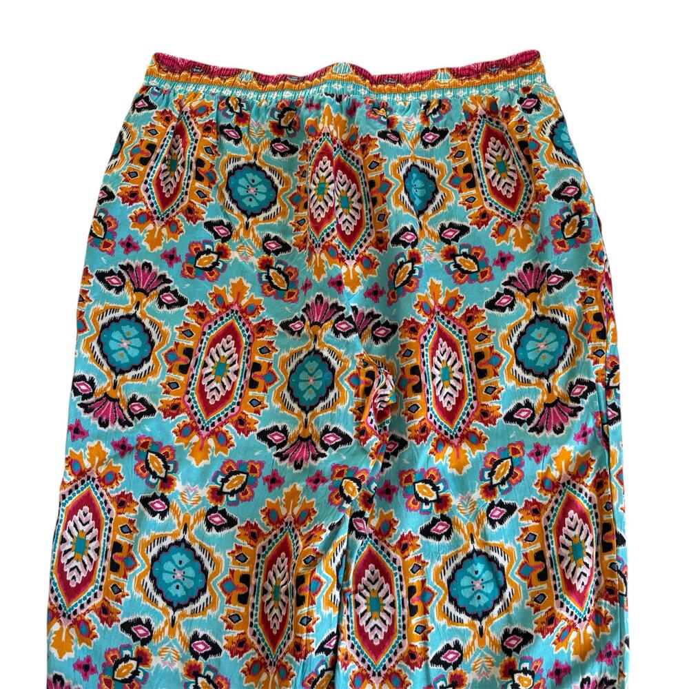 Hale Bob Silk Blend Pull On Style Pants Turquoise Multicolor Women’s Size Small - Picture 6 of 8